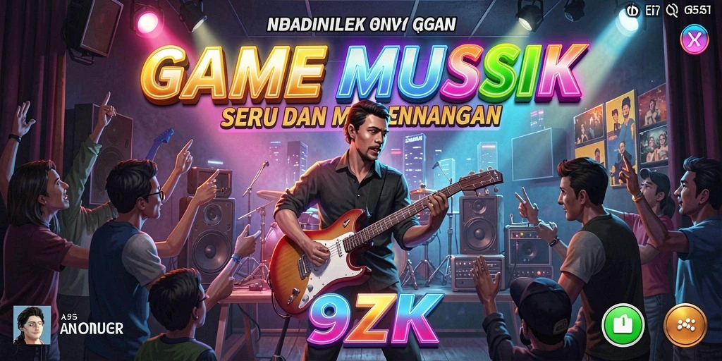 Tampilan gameplay seru di 9ZK dengan beragam lagu.