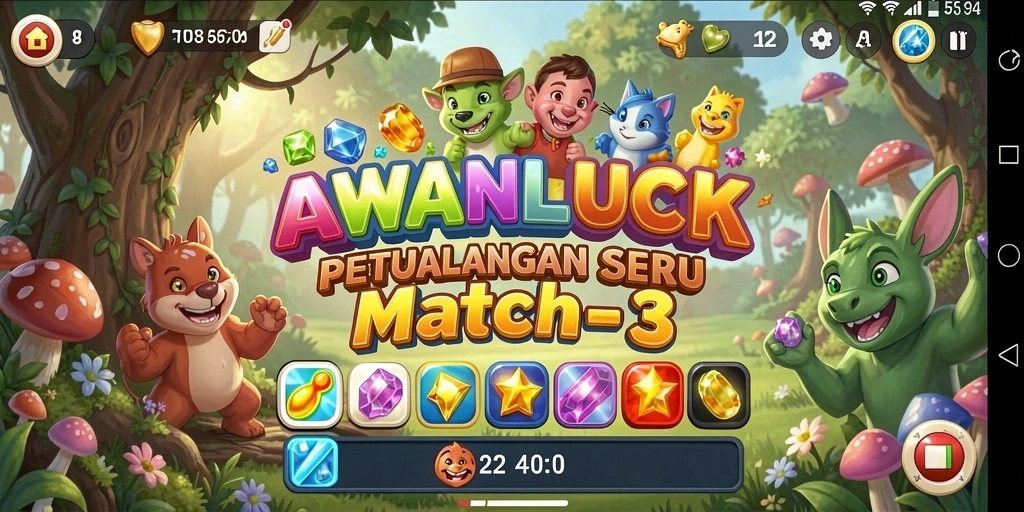 Tampilan permainan AWANLUCK dengan grafis cerah dan gameplay seru.