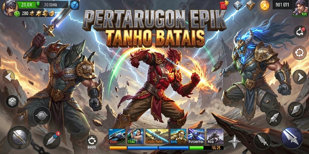 Tangkapan layar gameplay pertarungan epik di BATAMTOTO.