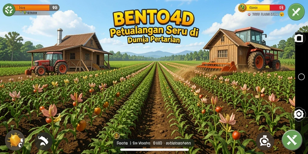 Tangkapan layar BENTO4D menunjukkan aksi bertani yang seru dan menyenangkan.