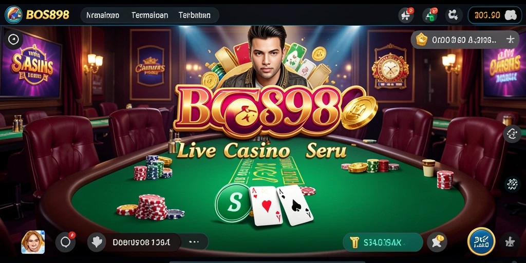 Screenshot gameplay Live Casino dengan dealer yang interaktif dan pemain aktif.