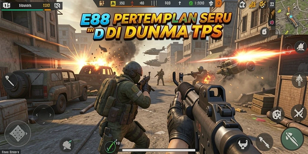 Screenshot gameplay E88 yang menunjukkan aksi pertempuran seru di TPS.