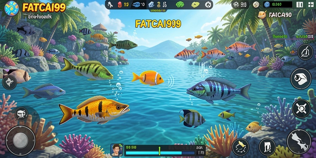 Screenshot gameplay <strong>FATCAI99</strong> menampilkan aksi seru menembak ikan.