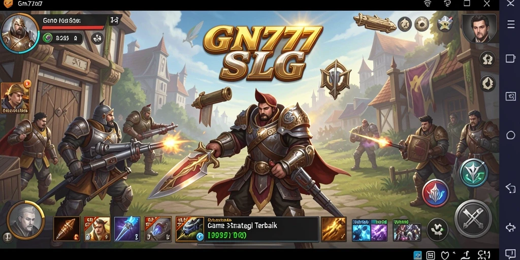Tangkapan layar gameplay GN777 menampilkan pertempuran epik dan strategi pembangunan kerajaan.