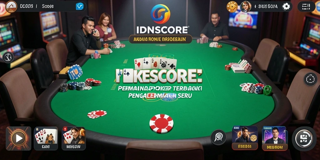 Tampilan gameplay IDNSCORE yang seru dalam permainan Poker.
