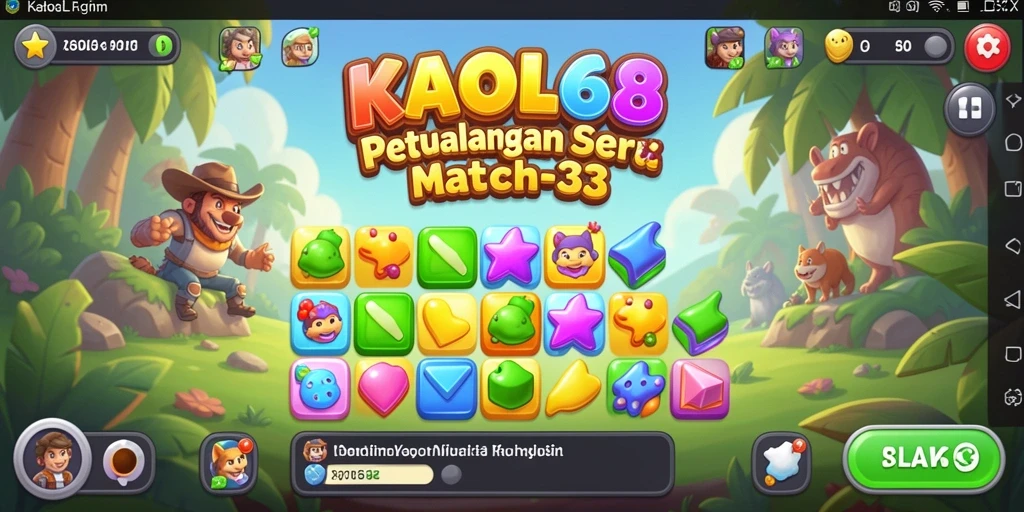 Tampilan screenshot utama KAOL68 menampilkan gameplay Match-3 yang menarik.