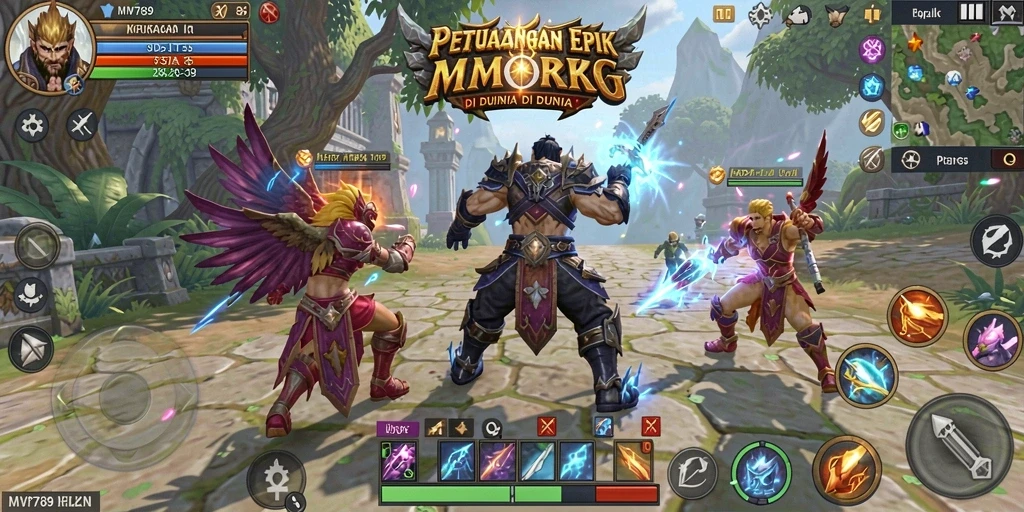 Tangkapan layar utama MVP789 menampilkan aksi seru dalam pertempuran MMORPG.