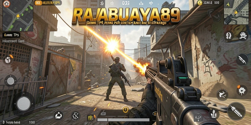 Screenshot menunjukkan pertempuran intens dengan grafis menakjubkan dalam RAJABUAYA89.
