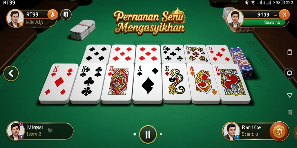 Tampilan screenshot utama RT99 menampilkan aksi seru permainan Domino.