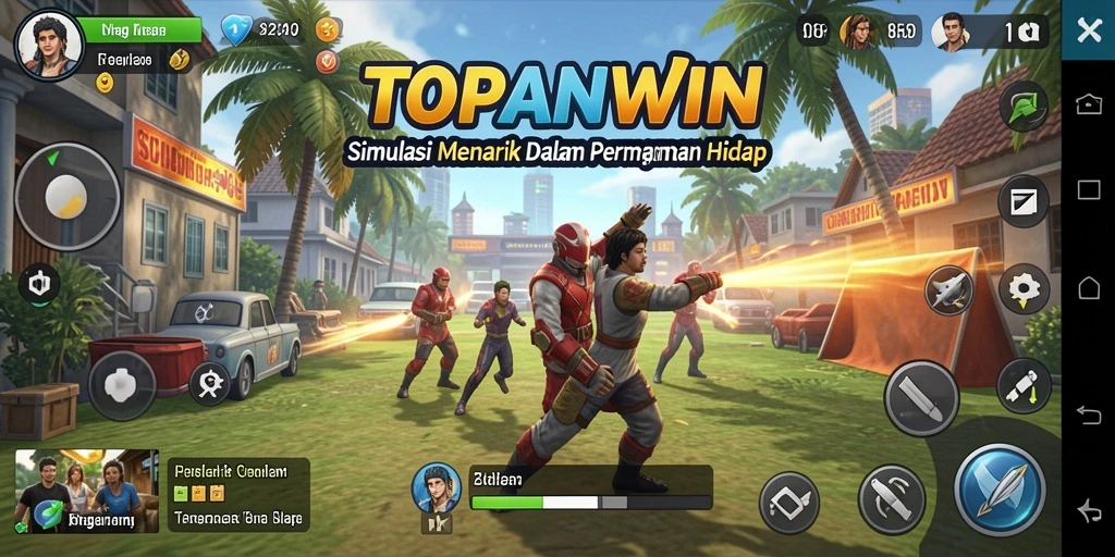 Screenshot utama TOPANWIN yang memperlihatkan gameplay simulasi yang realistis.